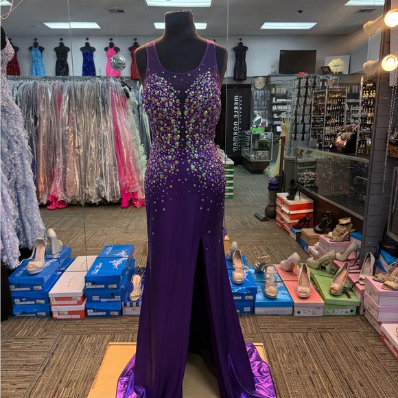 PARTY TIME PURPLE PROM DRESS FORMAL PAGEANT GOWN SZ 8 6427RA - Picture 1 of 5